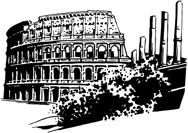 Coliseum ruins vinyl sticker. Customize on line. Vacations Trips Attractions 051-0271